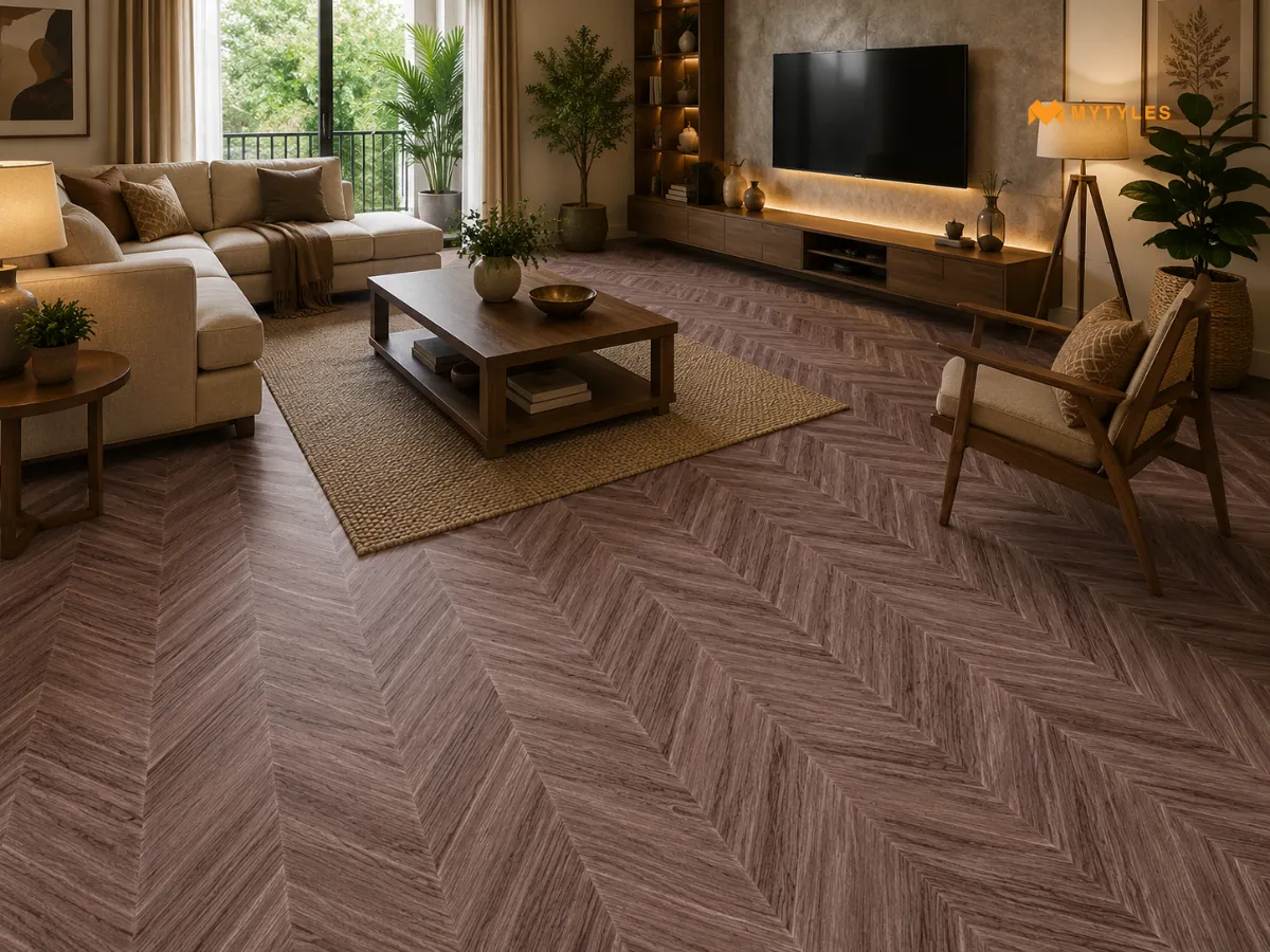 Bark Chevron Brown Wooden Tile